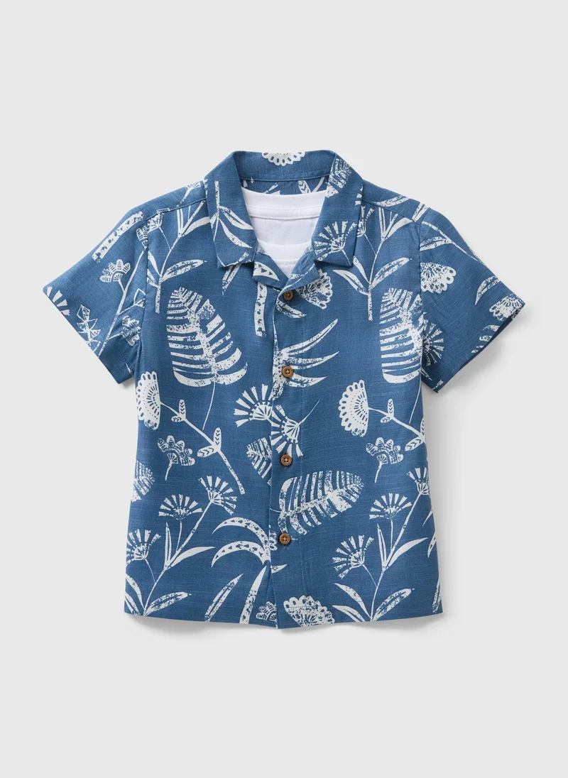 Matalan Boys Blue Leaf Tee & Shirt Set