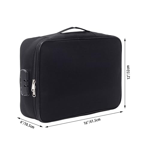 Handcuffs File Organizer with 3-Digit Password Lock, Multi-Layer Document Storage Bag with Handle & Zippers, Office & Travel Use (Black) - Image 3