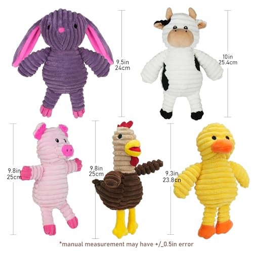 Prime Pets Dog Toys, 5 Pack, Plush Dog Squeaky Toys, Assortment Value Bundle Animal Pet Toy for Small Medium Large Dogs, Stuffed Puppy Chew Toy - Image 5