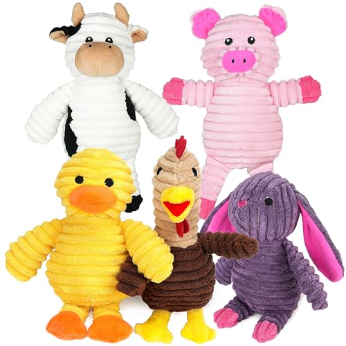 Prime Pets Dog Toys, 5 Pack, Plush Dog Squeaky Toys, Assortment Value Bundle Animal Pet Toy for Small Medium Large Dogs, Stuffed Puppy Chew Toy - Image 1