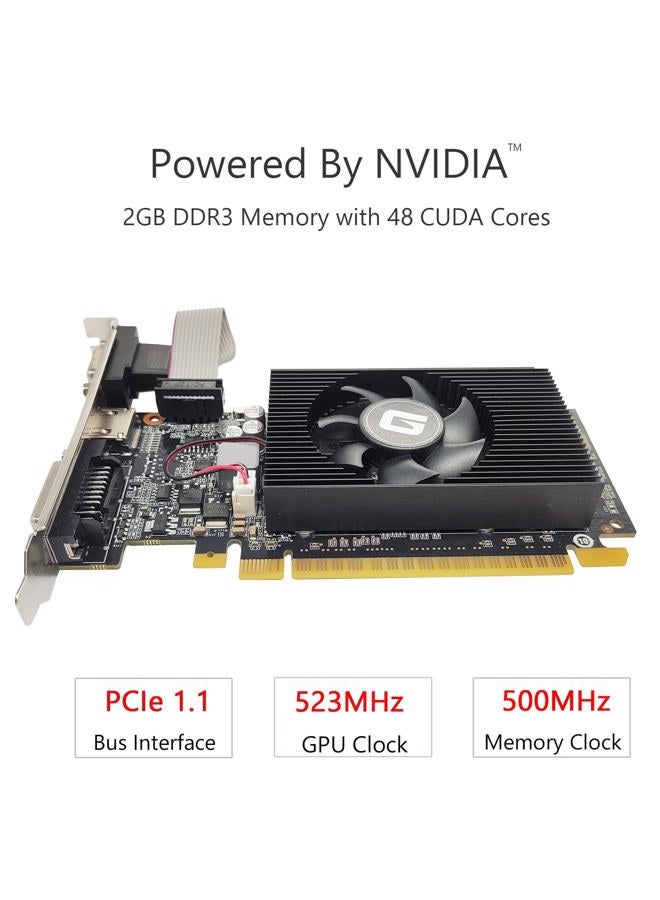Glorto GeForce GT 610 2G DDR3 Low Profile Graphics Card, PCI Express 1.1 x16, HDMI/VGA/DVI, Entry Level GPU for PC, SFF and HTPC, Compatible with Win11 - Image 2