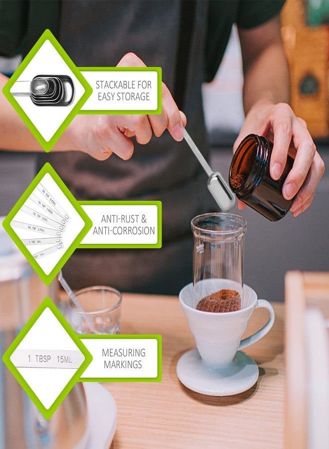 BERYLER مجموعة ملاعق قياس بيرلر ذات المقابض الطويلة، 6 قطع، ملاعق شاي قياس من الفولاذ المقاوم للصدأ، ملعقة طعام مستطيلة الشكل من المعدن - Image 3