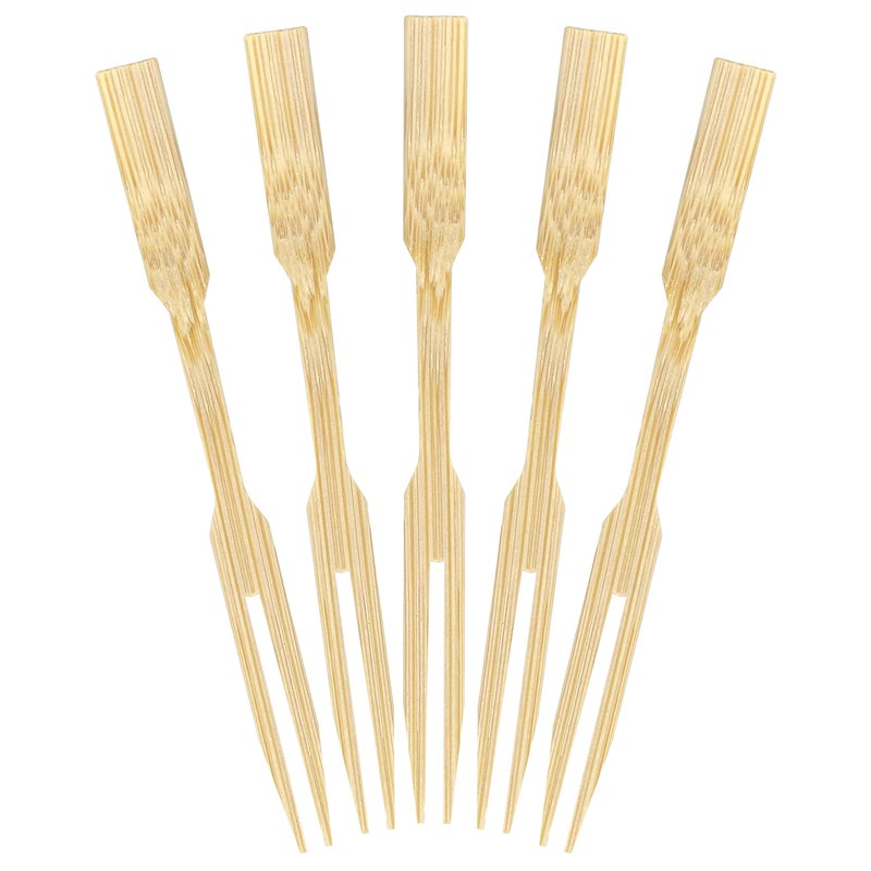 BambooMN Premium 35 Bamboo Mini Cocktail Tasting Forks Fruit Picks Party Supplies 100 Pieces