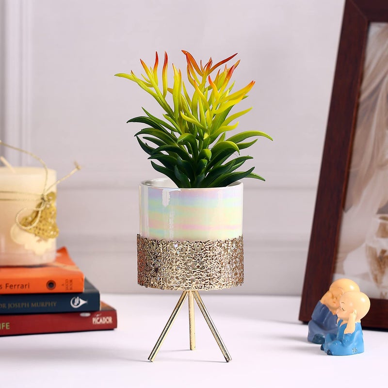 Fourwalls Fourwalls Artificial Succulent Plant with a Metal Stand 245 cm Decorative Items for Home Decor Living Room Balcony Kitchen Bedroom Office Table Top 