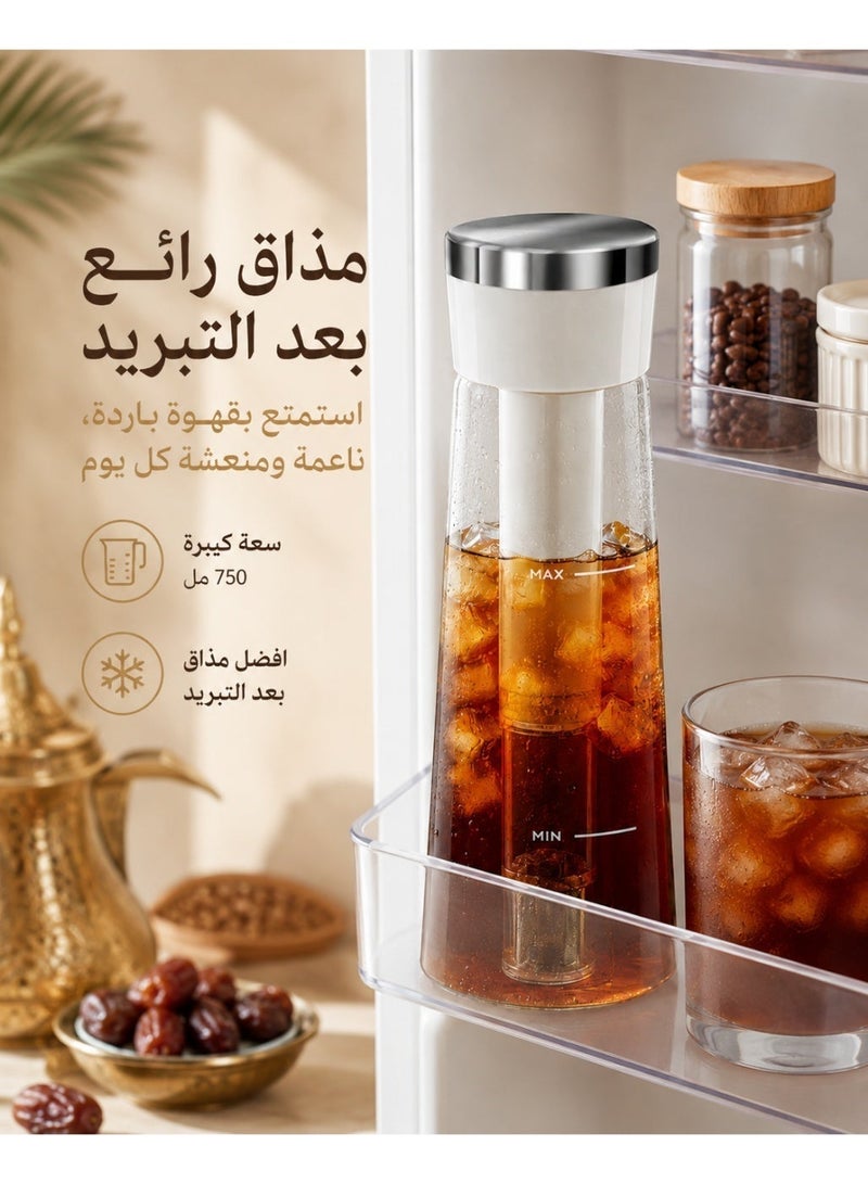 صانعة قهوة باردة، إبريق كولد برو بسعة 750 مل مع نظام استخلاص بالضغط، صانعة قهوة مثلجة زجاجية مع فلتر من الستانلس ستيل 304، زجاجة كولد برو محمولة للقهوة والشاي والعصير، إبريق تحضير سهل التنظيف، أخضر - Image 3