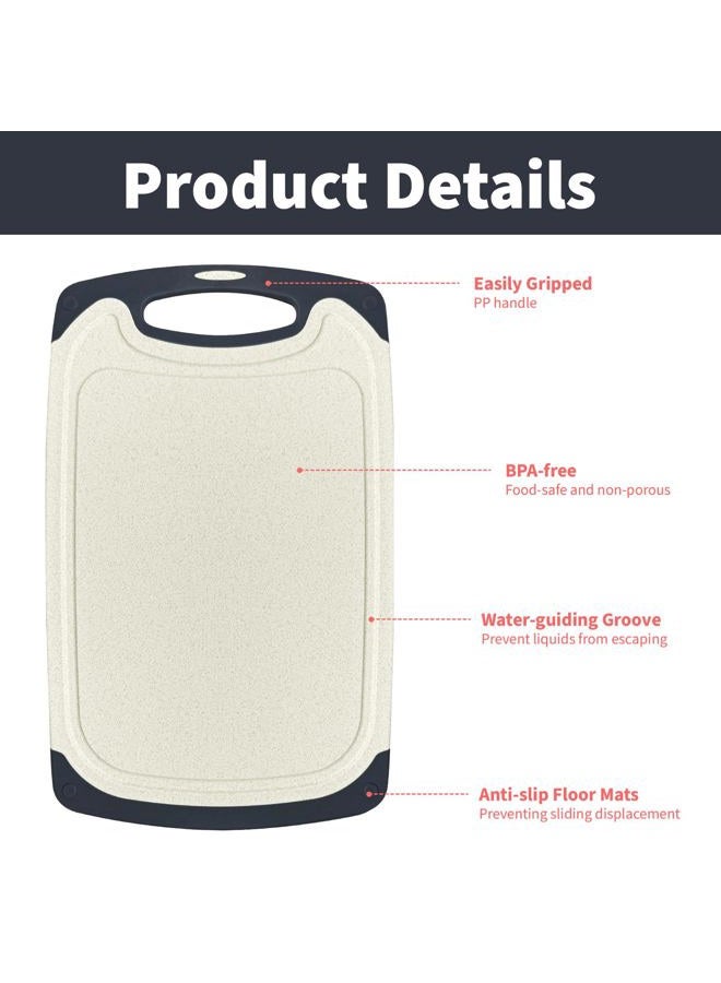 ZoiNavyer Plastic Cutting Board, Cutting Board for Kitchen, Non Slip Chopping Board with Juice Grooves for Meat, Veggies, Space-Saving, Dishwasher Safe, Durable Kitchen Essential (Wheat) - Image 3