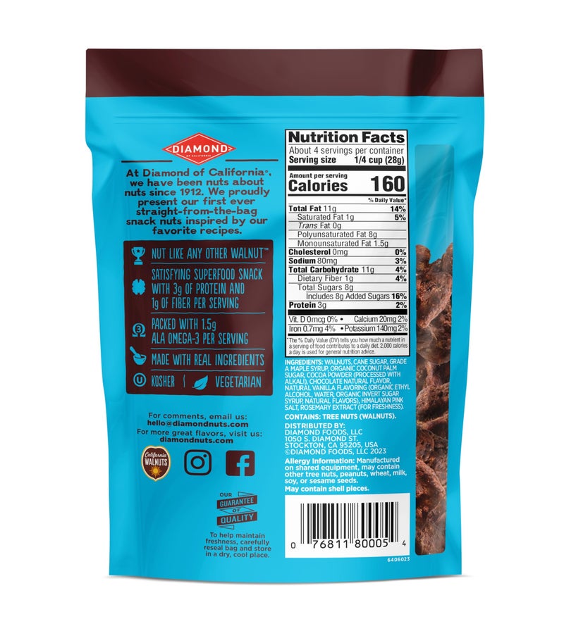 diamonds nuts Diamond of California Salted Dark Chocolate Walnut Snack Nuts, 4 oz. (4 Pack) - Image 2