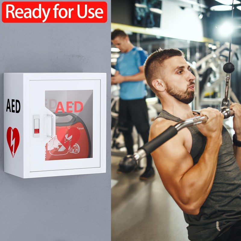 Wensha AED Cabinet Wall Mount: Steel Defibrillator Storage Case with Snap Lock and Universal AED Compatibility - for Home/Hospitals/Schools (14.2" W x 7.9" D x 15.7" H) - Image 5