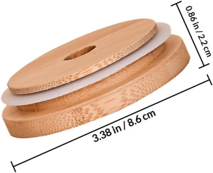 SHINEOFI Mason Jar Lids with Straw Hole 2pcs Bottle Lids for Wide Mouth Jars Natural Covers Compatible with 70mm Suitable for Drinking and Storage - Image 2