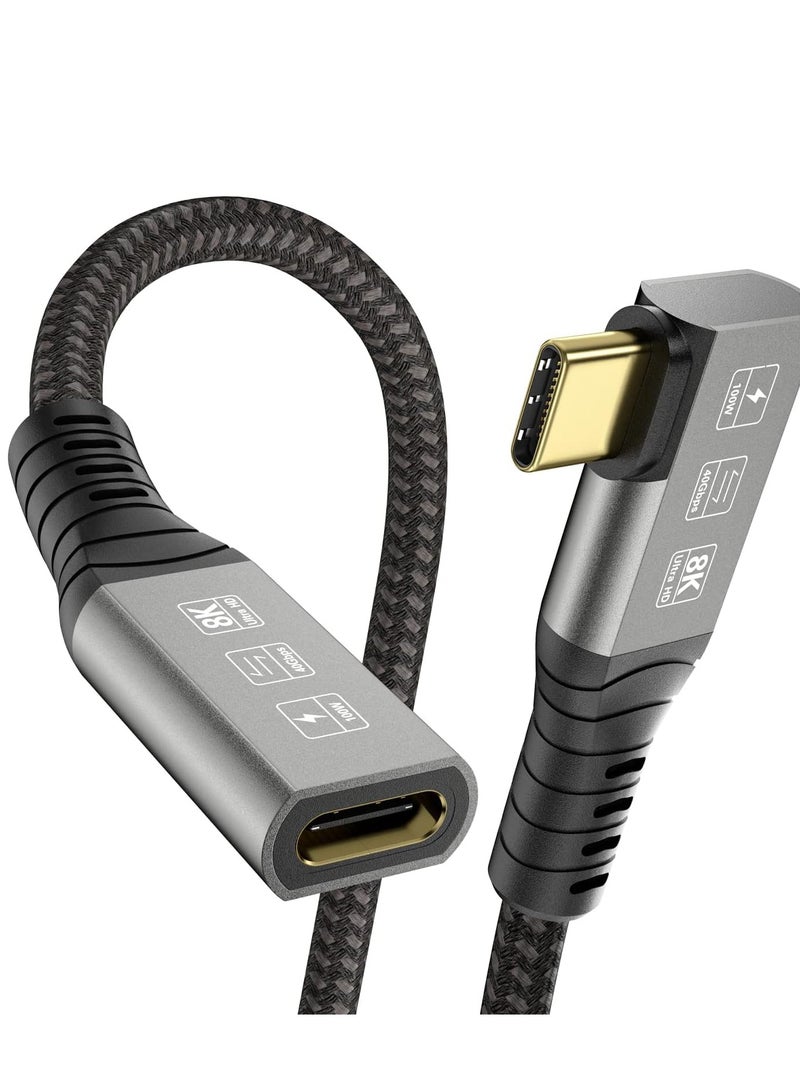 SYOSI USB 4 Type-c Male Angle to Female Extension Cable Ultra HD 8K 60Hz 100W Charging 40Gbps Data Transfer Compatible with External SSD eGPU USB-C Docking - Image 1