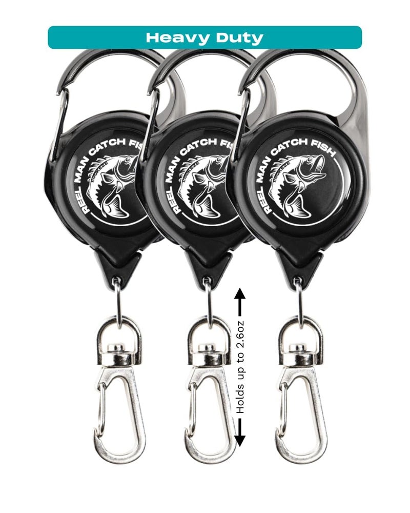 HOOK-EZE Fly Fishing Zinger Retractor for Anglers Vest, Pack of 3 - Fishing Gear and Equipment for Nippers, Forceps, Fly Float Ant, Belt Loops & Backpack - Image 1