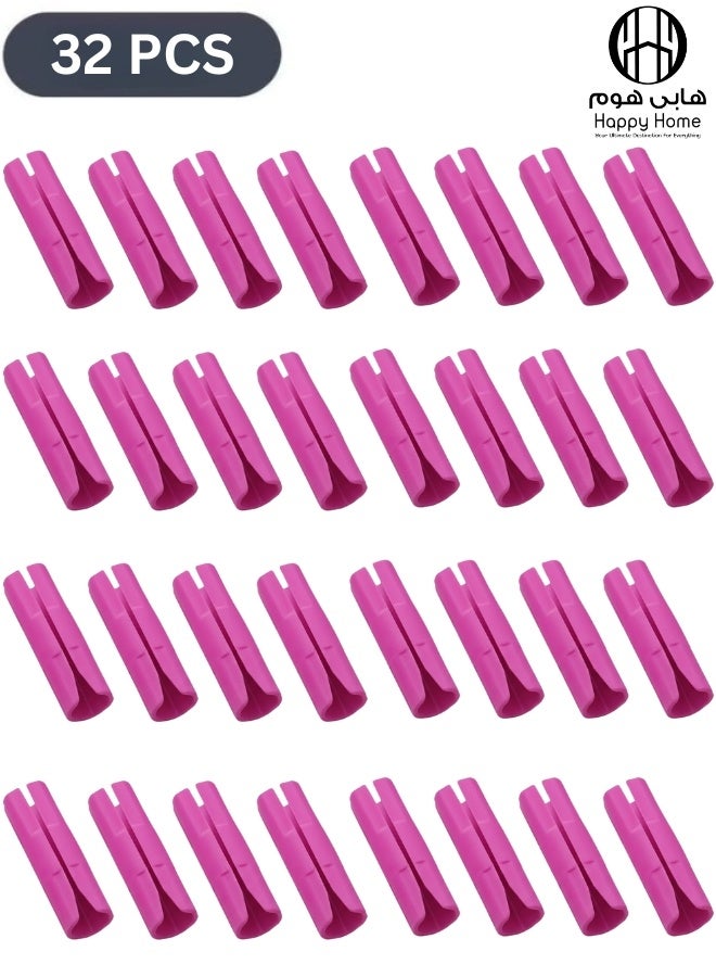 هابي هوم 32 قطع من مشابك ملاءات السرير ومثبتات المراتب ومثبتات الأريكة وأشرطة تثبيت مقاومة للانزلاق للحفاظ على ملاءات السرير محكمة (فوشيا) - Image 1