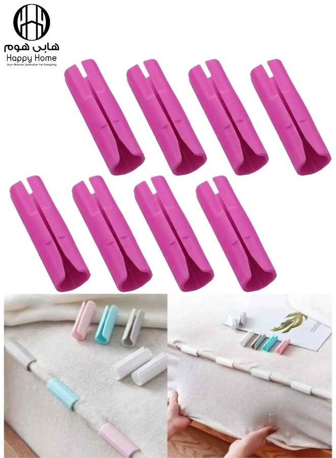 هابي هوم 32 قطع من مشابك ملاءات السرير ومثبتات المراتب ومثبتات الأريكة وأشرطة تثبيت مقاومة للانزلاق للحفاظ على ملاءات السرير محكمة (فوشيا) - Image 2