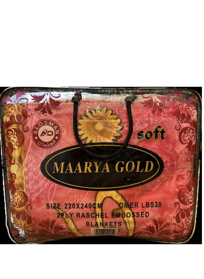 MAARYA GOLD 2 PLY SUPER SOFT EMBOSSED BLANKET - Image 1