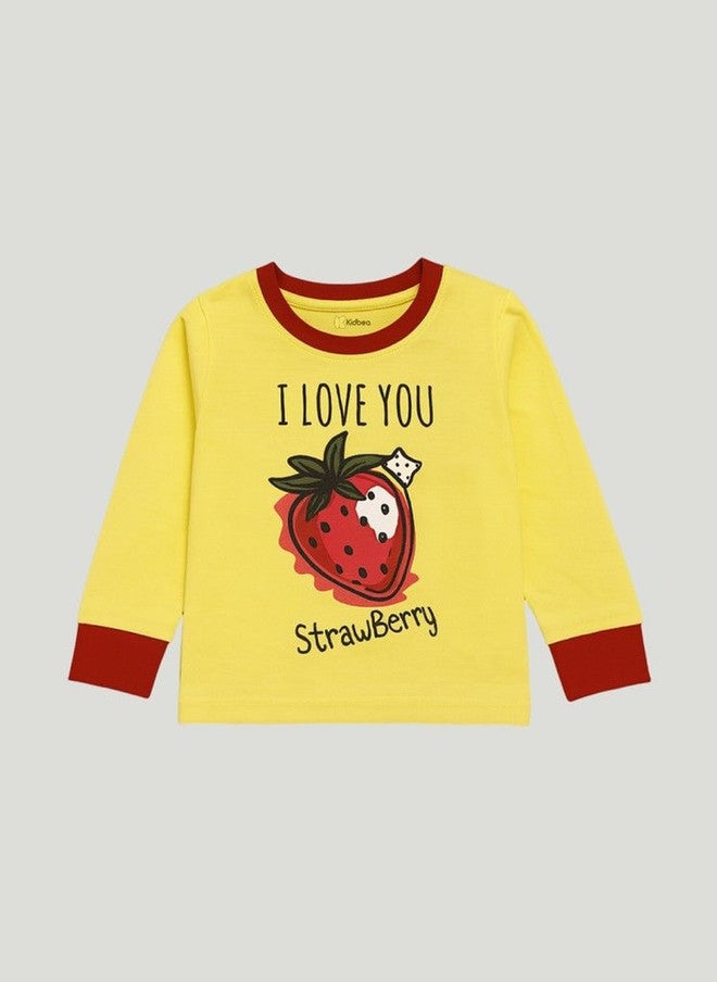 Kidbea Unisex Kids Strawberry Printed Night Suit - Image 3
