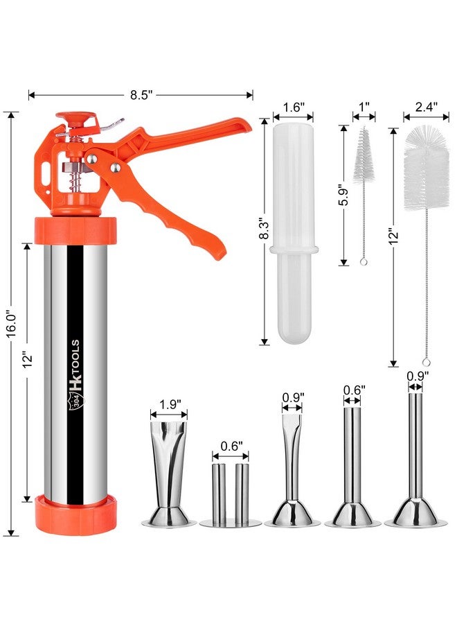 HK HK Jerky Gun Kits, Jerky Maker Gun, Beef Jerky Gun, 2.5 Pound Stainless Steel Sausage Stuffer Jerky Making Gun with 5 Stainless Nozzles, 2 Cleaning Brushes, 1 Stomper  - Image 1