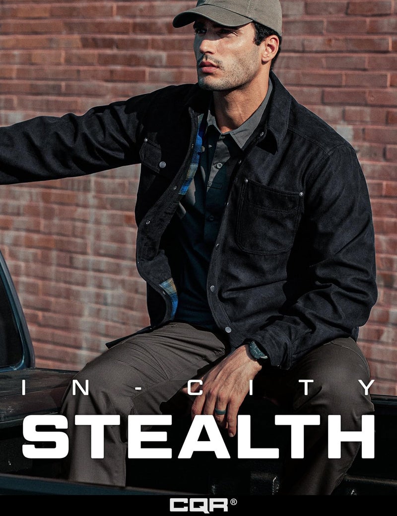 CQR Men's Flannel Shirt Jacket Long Sleeve, Winter Warm Outdoor Casual Plaid Jacket Coat with Pockets, Suede Stealth Forest Oasis, Medium - Image 4