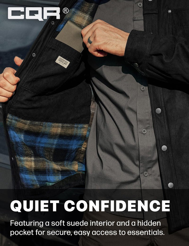 CQR Men's Flannel Shirt Jacket Long Sleeve, Winter Warm Outdoor Casual Plaid Jacket Coat with Pockets, Suede Stealth Forest Oasis, Medium - Image 5