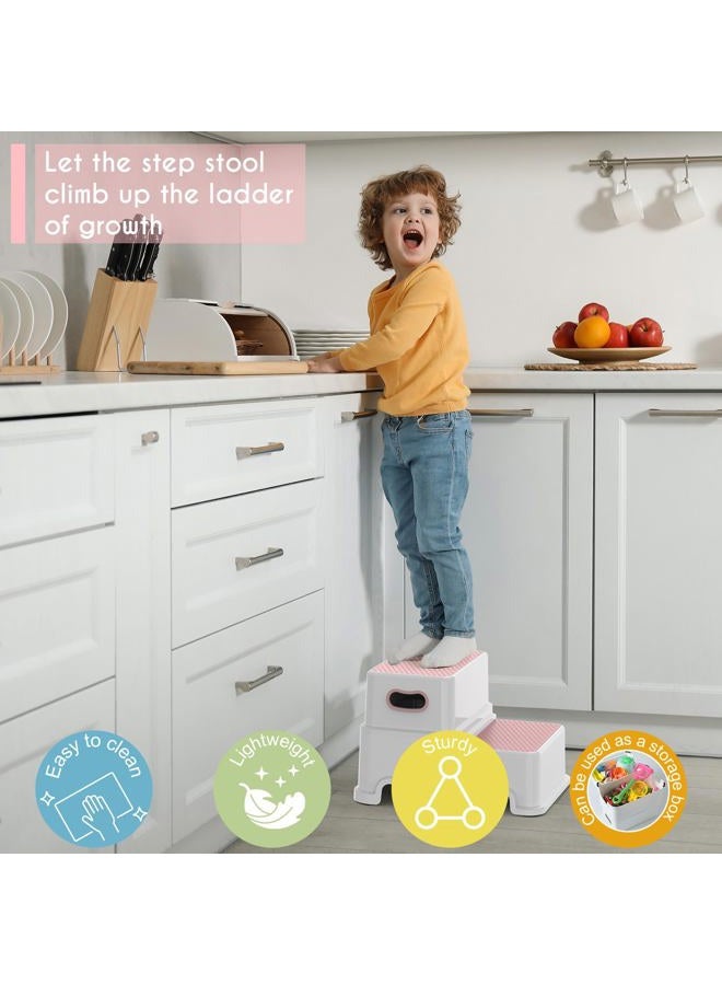 Victostar 2 Step Stool for Kids, Anti-Slip Sturdy Toddler Two Step Stool for Toilet Potty Training, Bathroom,Kitchen (Pink) - Image 5