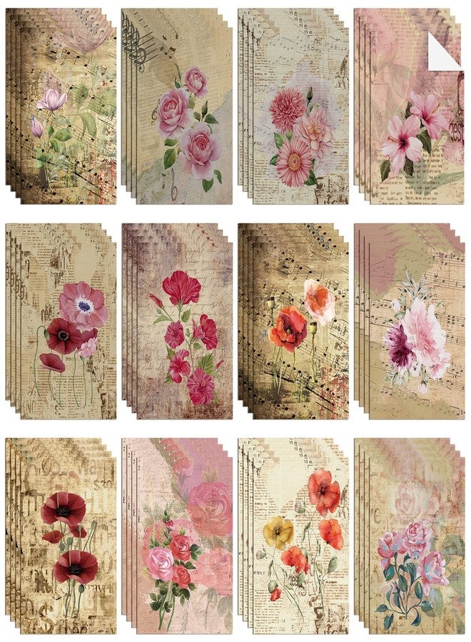 PerKoop 48 Sheets Decoupage Paper for Furniture 8.3 x 11.7 Inches Vintage Flower Paper Decorative Decoupage Supplies Floral Decoupage Decor for Crafts Scrapbook, 12 Styles, Exquisite - Image 1