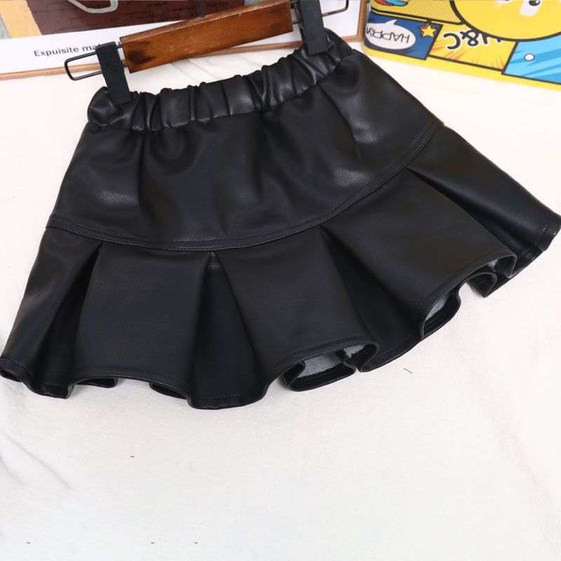 Girl'S Small Leather Skirt Skirt Fleece-Lined Thickened Western Style Children'S Baby'S Short Skirt Little Girl'S Pleated Skirt - Image 5
