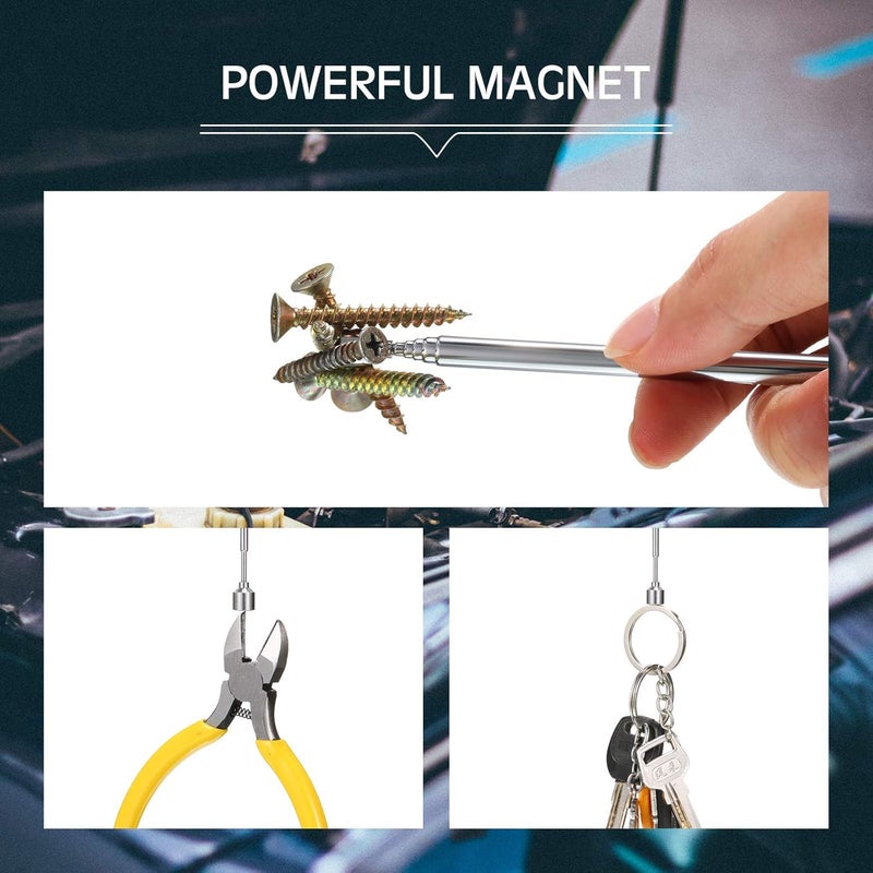 Geiserailie 12 Pieces Telescoping Magnet Pickup Tools in 2 Lb Magnetic Stick Gadget with Pocket Clip Magnet Tool to Retrieve Screws Nuts Pins for Men Birthday Fathers Day Valentines Day  - Image 4