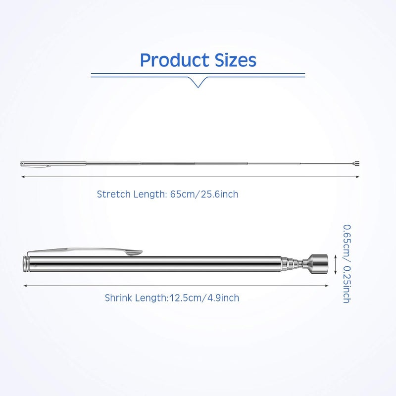 Geiserailie 12 Pieces Telescoping Magnet Pickup Tools in 2 Lb Magnetic Stick Gadget with Pocket Clip Magnet Tool to Retrieve Screws Nuts Pins for Men Birthday Fathers Day Valentines Day  - Image 2