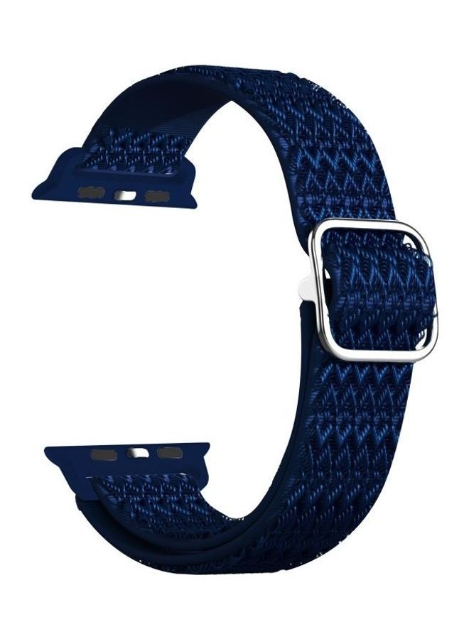 NIBEMINENT Adjustable Rhombic Texture Elastic Replacement Watchband For Apple Watch Series 7 45mm/6 & SE 5 4 44mm/3 2 1 42mm Blue - Image 1