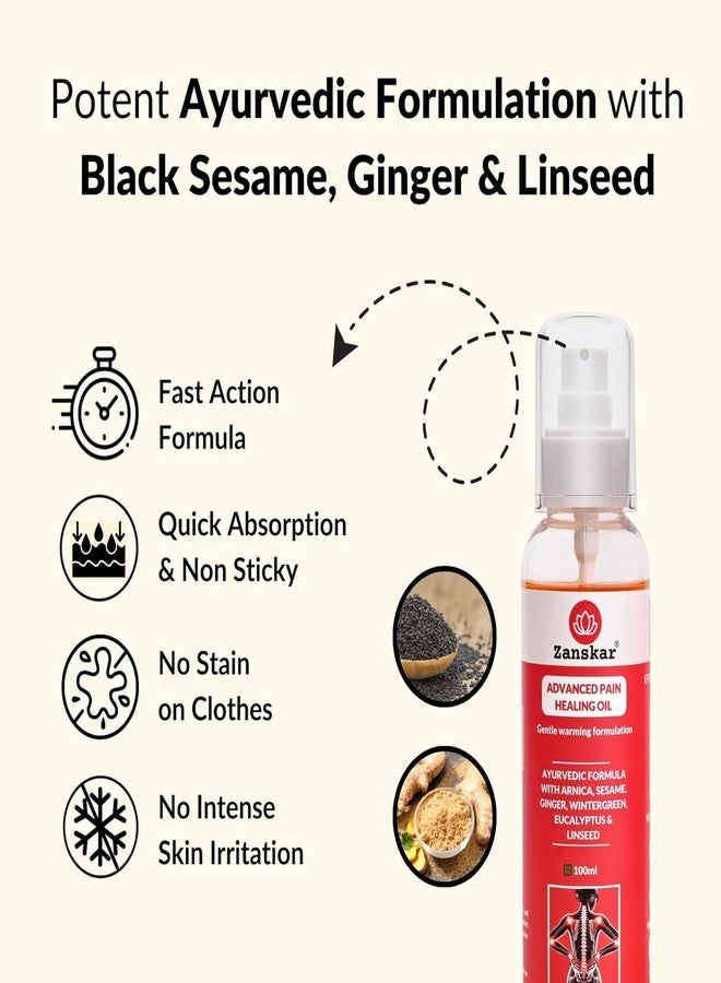 Zanskar Advanced Pain Healing Oil - 100 ml | Triple-Action Relief from Back Pain, Knee Pain, Inflammation | Natural Ayurvedic Formula - Black Sesame, Ginger & Eucalyptus | Fast-Absorbing & Non-Greasy (Pack of 2) - Image 5