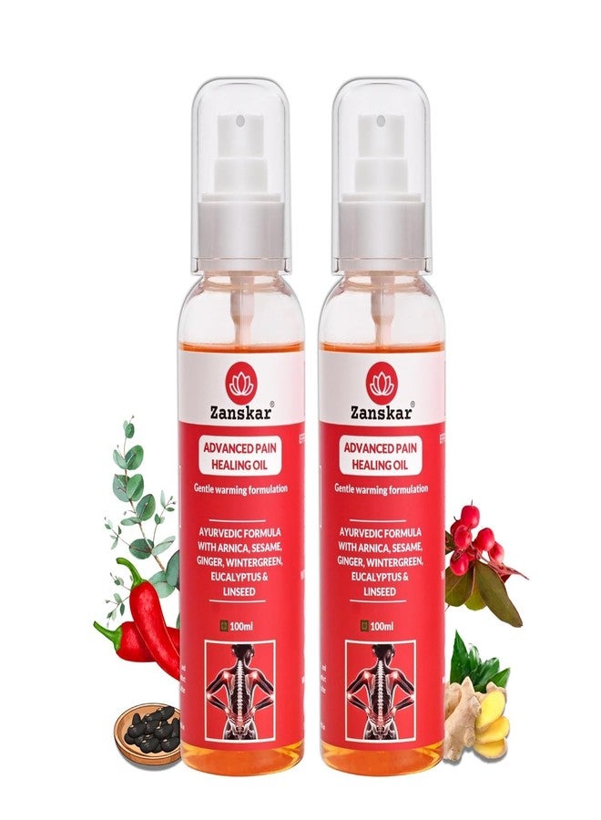 Zanskar Advanced Pain Healing Oil - 100 ml | Triple-Action Relief from Back Pain, Knee Pain, Inflammation | Natural Ayurvedic Formula - Black Sesame, Ginger & Eucalyptus | Fast-Absorbing & Non-Greasy (Pack of 2) - Image 1