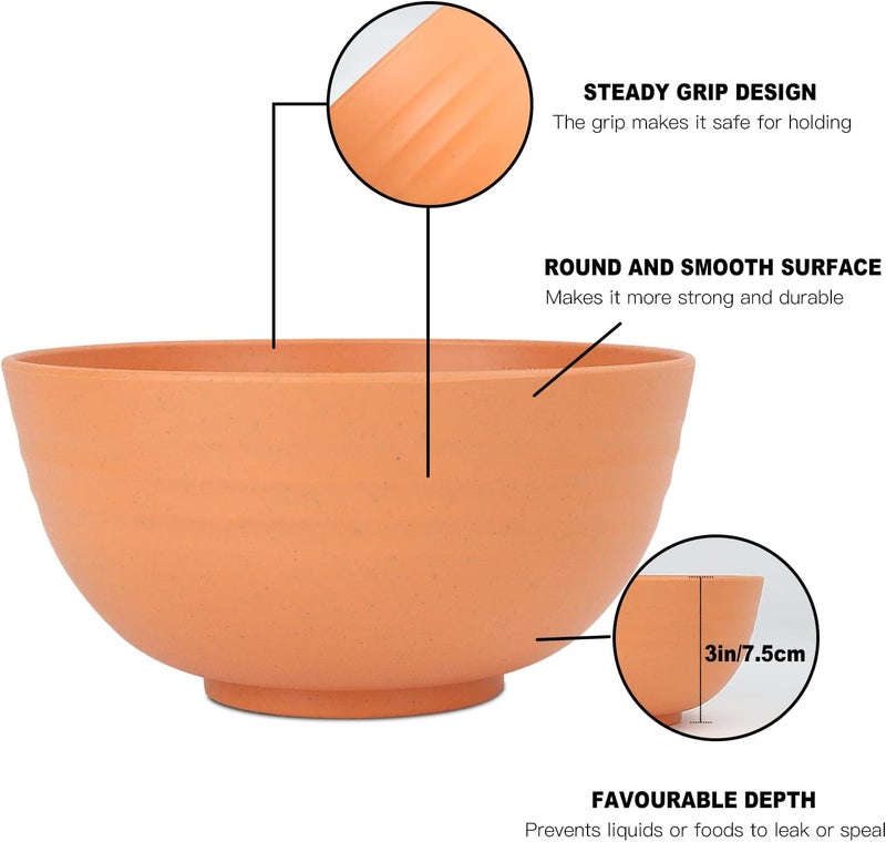 Homienly Bowls for Kitchen Cereal Bowls Wheat Straw Bowls 8 PCS Unbreakable Lightweight Bowl Set Microwave and Dishwasher Safe BowlReusable Bowl for Serving SoupOatmealRamenSaladMulti 26 OZ - Image 3