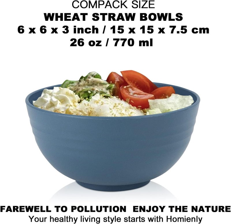 Homienly Bowls for Kitchen Cereal Bowls Wheat Straw Bowls 8 PCS Unbreakable Lightweight Bowl Set Microwave and Dishwasher Safe BowlReusable Bowl for Serving SoupOatmealRamenSaladMulti 26 OZ - Image 2