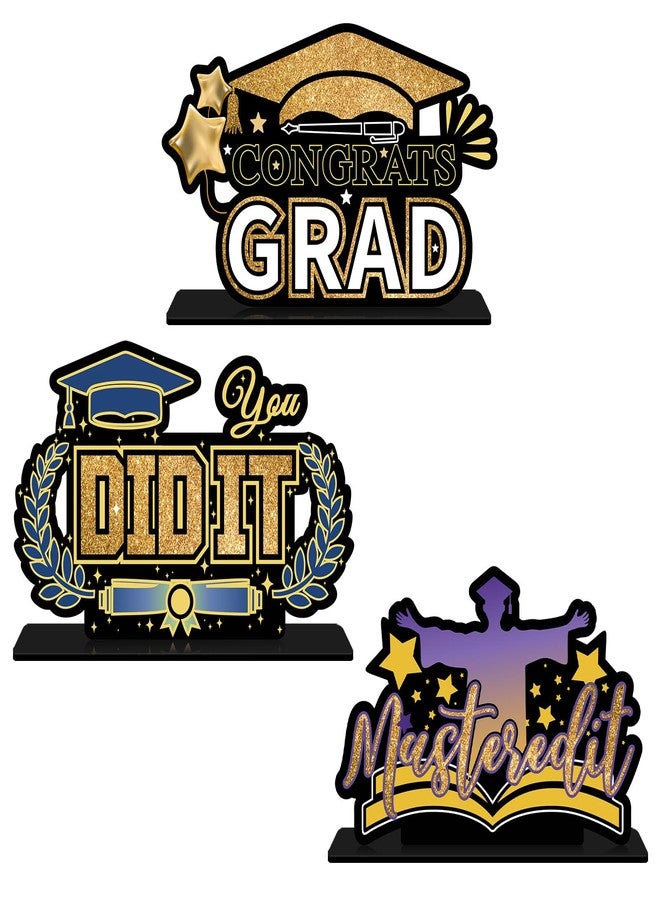 INNORU 2025 Graduation Table Centerpieces Set, Acrylic Mastered It Graduation Table Topper Centerpieces You Did It Table Sign Congrats Grad Party Decorations Set of 3 - Image 1
