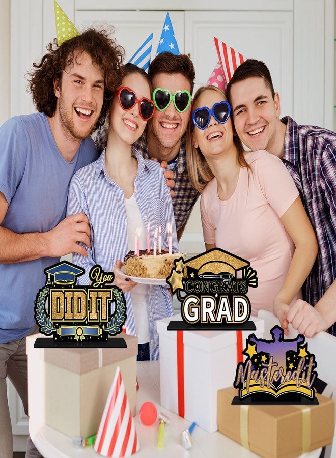INNORU 2025 Graduation Table Centerpieces Set, Acrylic Mastered It Graduation Table Topper Centerpieces You Did It Table Sign Congrats Grad Party Decorations Set of 3 - Image 5