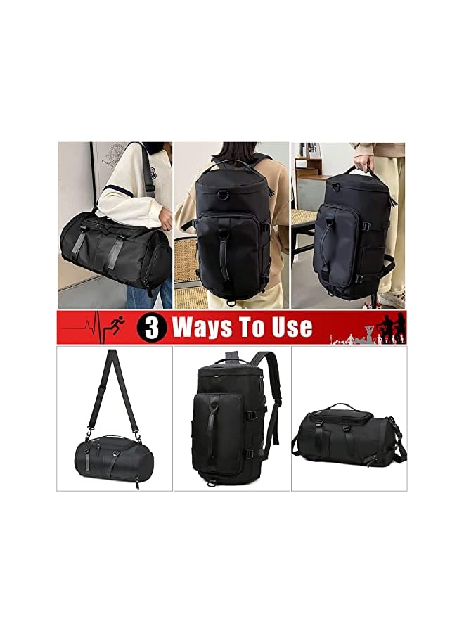 PROMASS حقيبة رياضية بسعة كبيرة، حقيبة رياضية مع قسم للأحذية وجيب مبلل، حقيبة رياضية للرجال والنساء، تطبيق متعدد المناسبات للحقيبة الرياضية (أسود) - Image 2