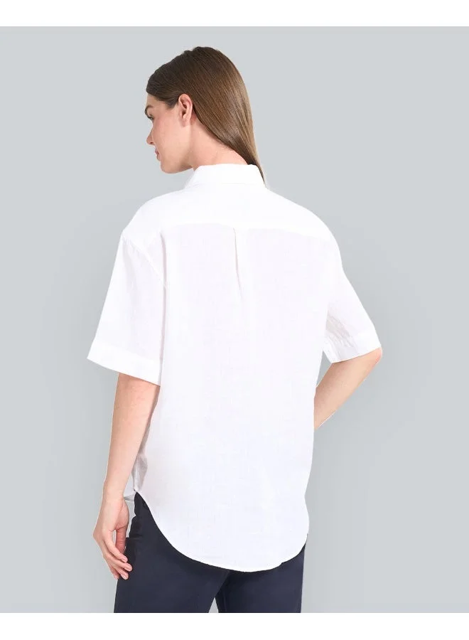 غانت قميص كتان بأكمام قصيرة بقصة مريحة