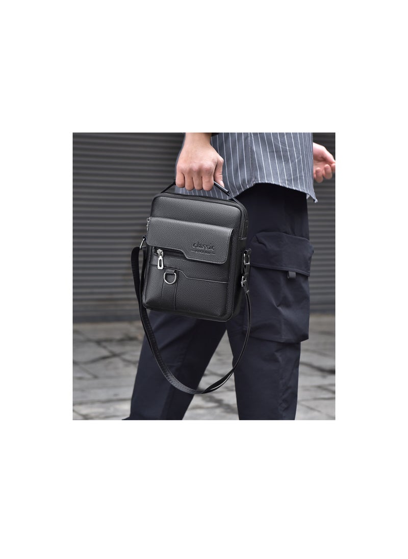 Kiffiyeh Mens Crossbody Messenger Bag with Vintage Design, Adjustable Strap, Abrassive Resistance And Water Resistance, Perfect for Work, Travel, and Office, Black  - Image 3