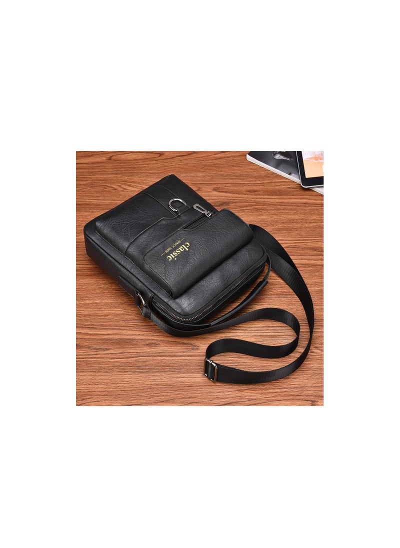 Kiffiyeh Mens Crossbody Messenger Bag with Vintage Design, Adjustable Strap, Abrassive Resistance And Water Resistance, Perfect for Work, Travel, and Office, Black  - Image 4