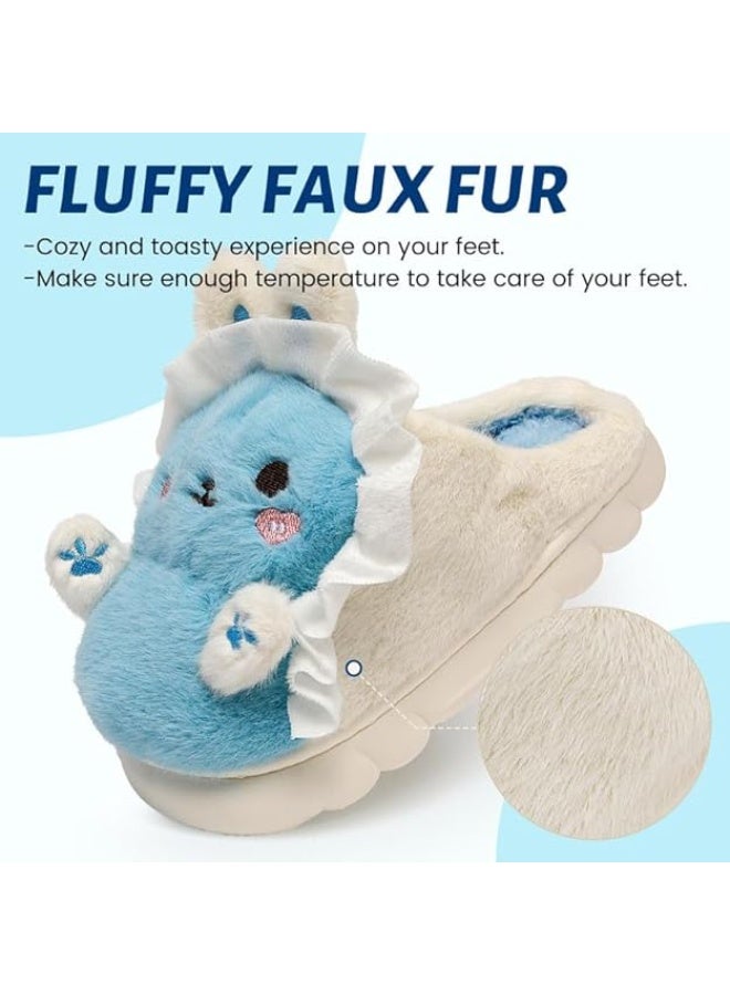 Lucky Kids Winter House Slippers for Kids with Adorable Rabbit Design Soft Warm Shoes Comfy Home Furry Slippers for Kids - Image 2