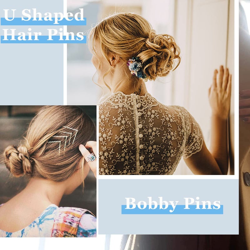 AITRAI Silver Bobby Pins, AITRAI 200pcs Sliver Hair Pins Kit Grey Bobby Pins for Gray Hair U-shaped Hair Pins for Women Bun with Box, 2.4inch - Image 3