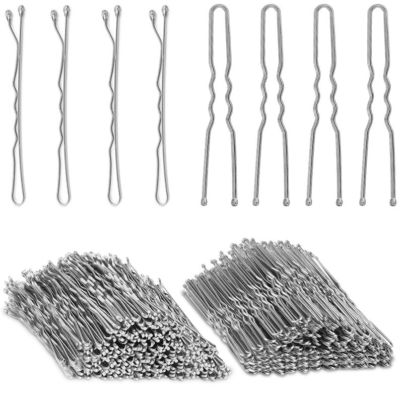 AITRAI Silver Bobby Pins, AITRAI 200pcs Sliver Hair Pins Kit Grey Bobby Pins for Gray Hair U-shaped Hair Pins for Women Bun with Box, 2.4inch - Image 1