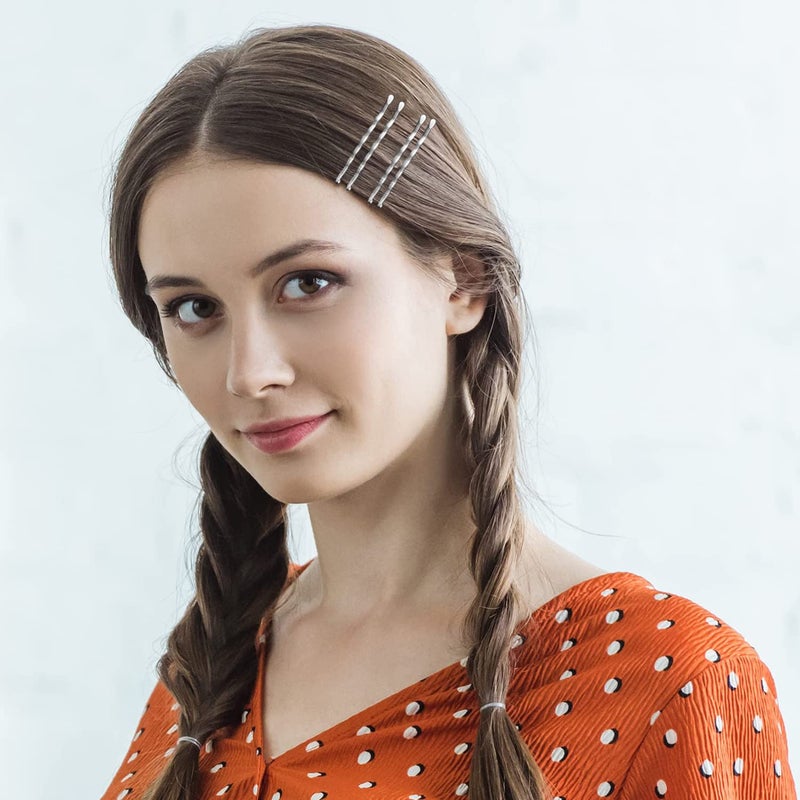 AITRAI Silver Bobby Pins, AITRAI 200pcs Sliver Hair Pins Kit Grey Bobby Pins for Gray Hair U-shaped Hair Pins for Women Bun with Box, 2.4inch - Image 5