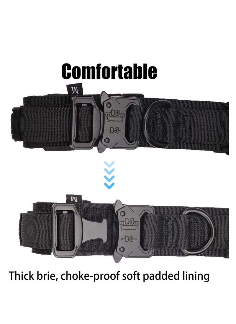 SYOSI - Dog Collar, and Leash Set Tactical with Handle Bungee Adjustable Military Training Nylon with Control Handle and Metal Buckle (Black, M） - Image 1