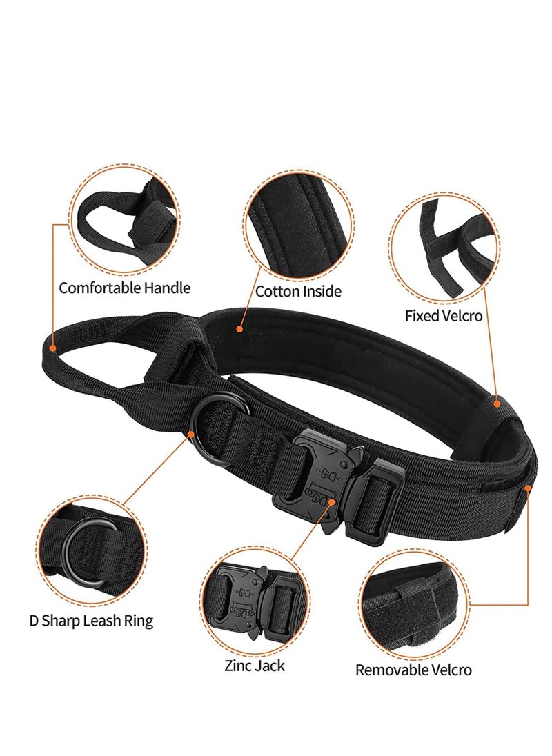 SYOSI - Dog Collar, and Leash Set Tactical with Handle Bungee Adjustable Military Training Nylon with Control Handle and Metal Buckle (Black, M） - Image 1