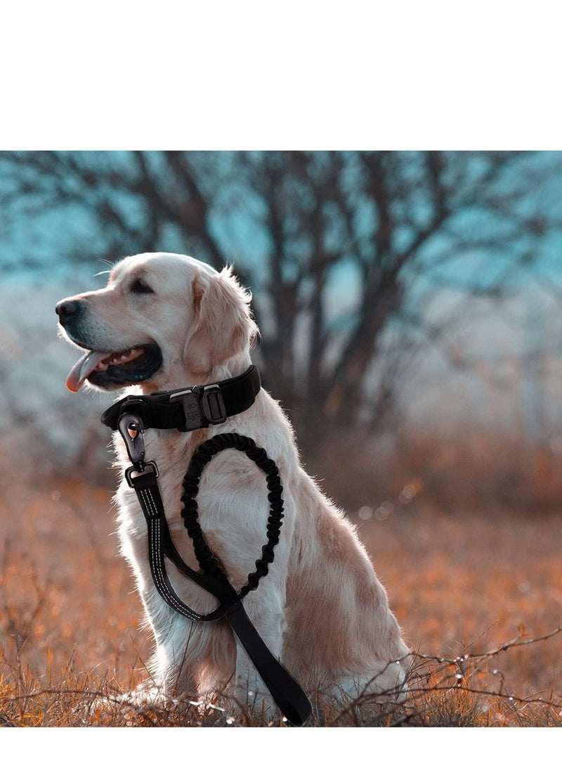 SYOSI - Dog Collar, and Leash Set Tactical with Handle Bungee Adjustable Military Training Nylon with Control Handle and Metal Buckle (Black, M） - Image 1
