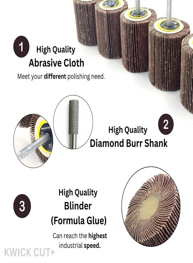 KWICK CUT + Spindle Mop Wheel 50mm x 50mm x 6mm 5pcs 120 Grit – Flap Wheel | Grinding Wheel for Metal, Wood, Rust & Paint Removal | Drilling & Deburring Tool | Polish Wheel | Metal Wood Working - Image 5