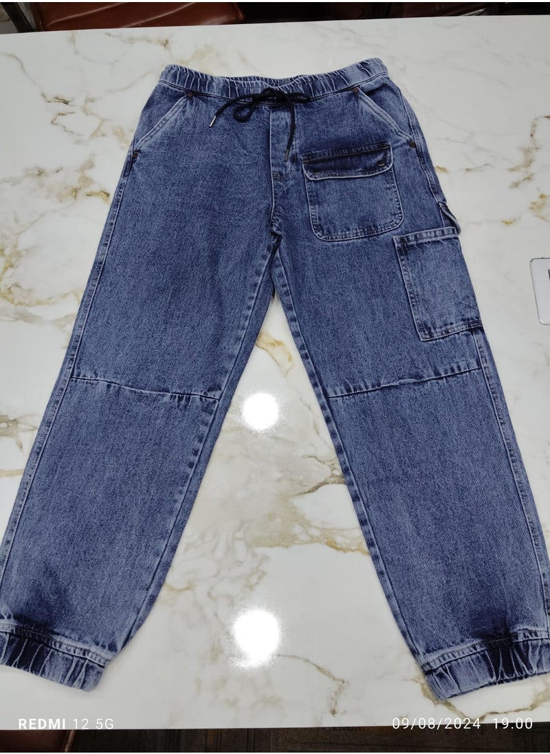 Hubberholme Men's Indigo Jogger Jeans - Loose Fit and Modern Design  - Image 1