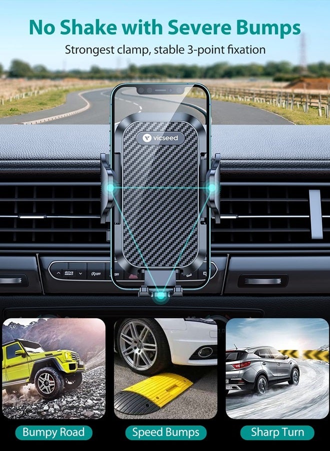 VICSEED Ultra Stable Car Phone Holder Mount Vent, [Upgrade 100% Won't Fall & Break] 2 in 1 Air Vent Phone Mount for Car Easy Clamp Cell Phone Holder Car for iPhone 14 13 12 Pro Max Mini All Phones - Image 3