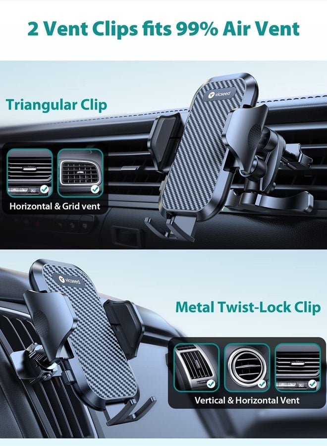 VICSEED Ultra Stable Car Phone Holder Mount Vent, [Upgrade 100% Won't Fall & Break] 2 in 1 Air Vent Phone Mount for Car Easy Clamp Cell Phone Holder Car for iPhone 14 13 12 Pro Max Mini All Phones - Image 2