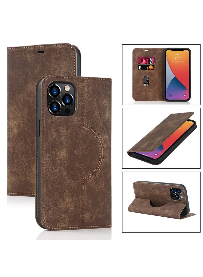 زبون جراب هاتف جلدي ماج سيف مع شحن لاسلكي لهاتف iPhone 12 Pro Max - Image 1